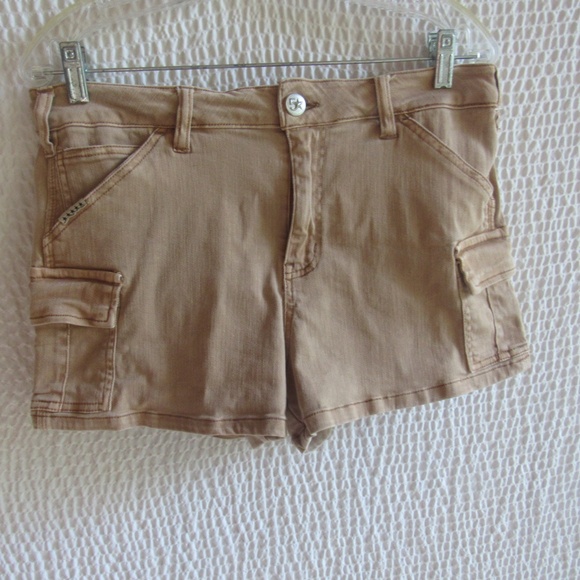 Brown Flex Cargo Denim Shorts M Five Star General Junior Womens 11 30 MidRise 2 - Picture 5 of 8